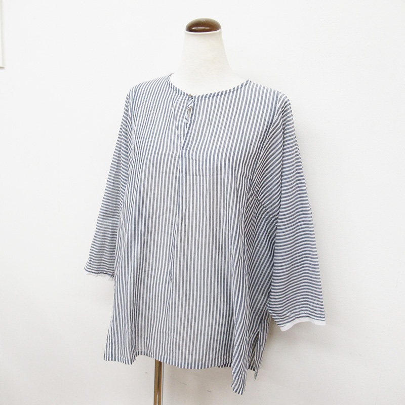 LAITERIE コットンボイルプルオーバー/STRIPE9C 【日本製】